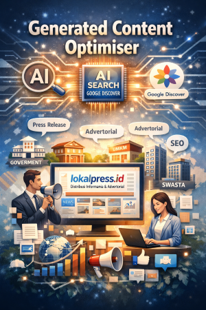 Generated Content Optimiser berbasis AI tingkatkan visibilitas berita di AI Search & Google Discover. Lokalpress.id solusi press release dan advertorial terjangkau. Foto: Genrated By Chat GBT
