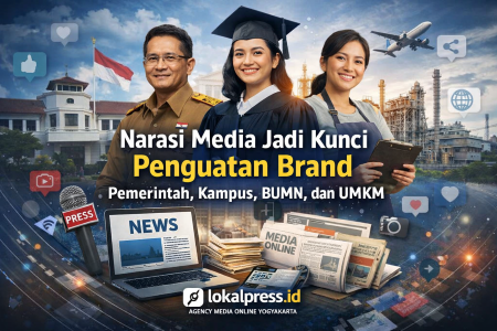 Pentingnya narasi media untuk penguatan brand pemerintah, BUMN, kampus, dan UMKM. Lokalpress.id hadir sebagai agency media online lokal Yogyakarta dengan jaringan 100+ media online. foto: Created By Chat GBT